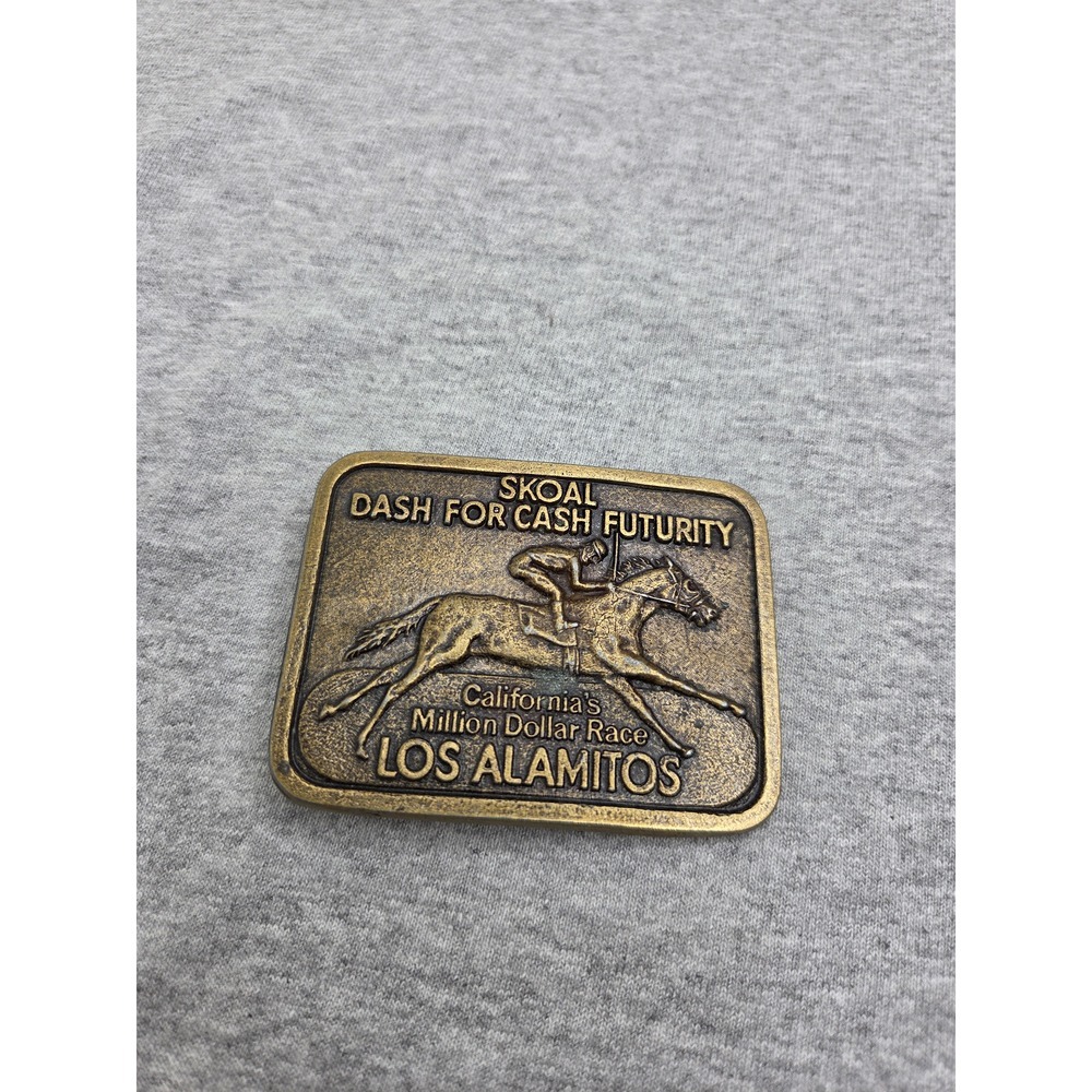 Rare Skoal Dash For Cash Million Dollar Race Brass Belt Buckle